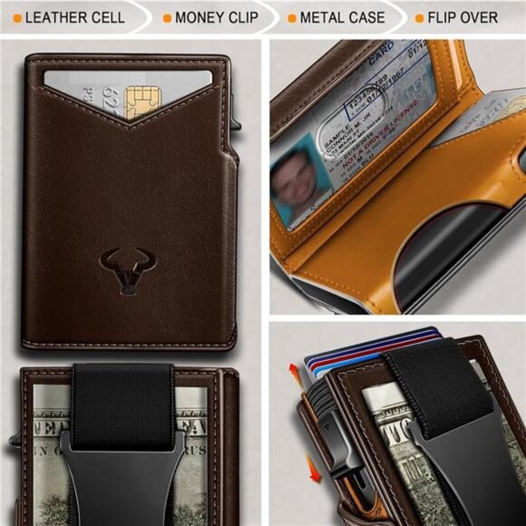 Slim Front Pocket Wallet for Men - Gift Boxed, Money Clip, Card‎ Holder, 3.8x2.7 - Picture 3 of 8